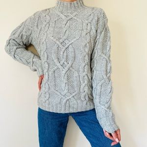 Lauren Ralph Lauren Hand Knit Cable Mock neck chunky Sweater